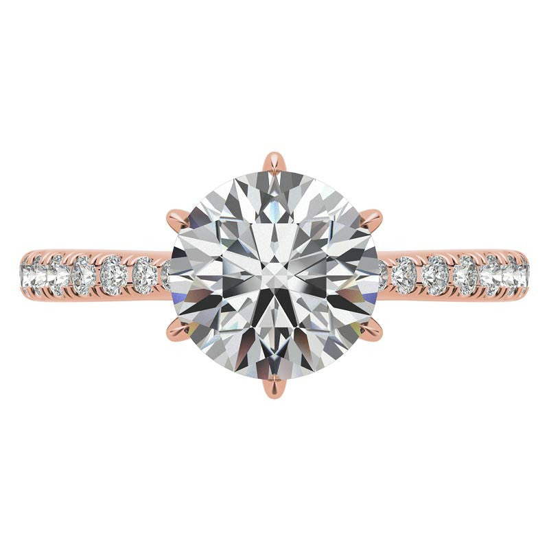 Round 6-prong Graduated Moissanite Engagement Ring