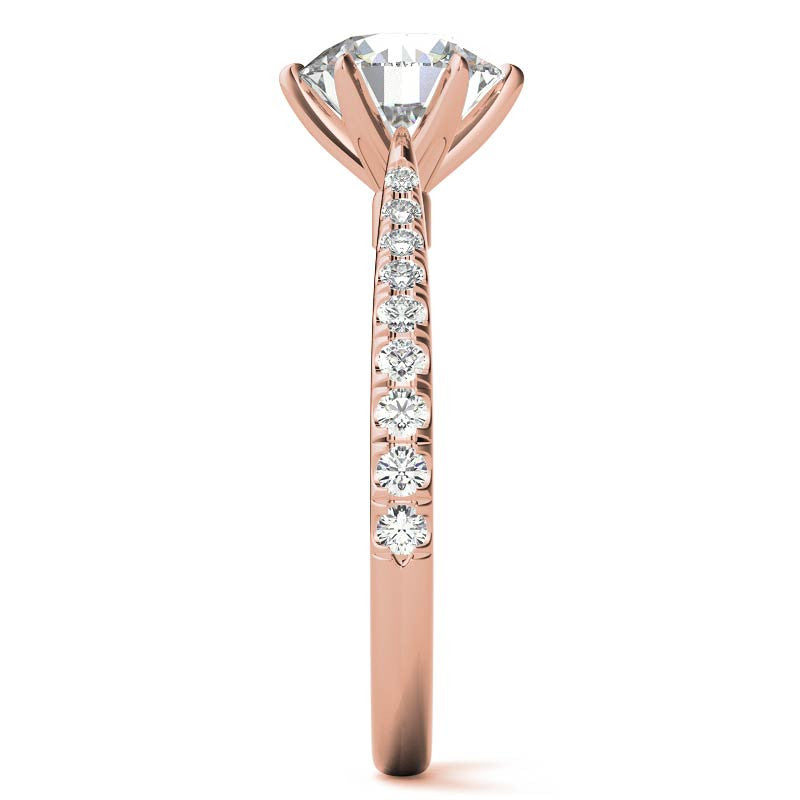 Round 6-prong Graduated Moissanite Engagement Ring