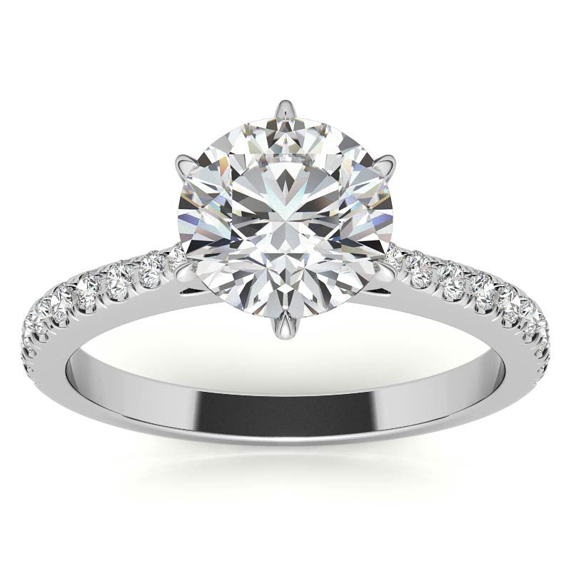 Round 6-prong Graduated Moissanite Engagement Ring