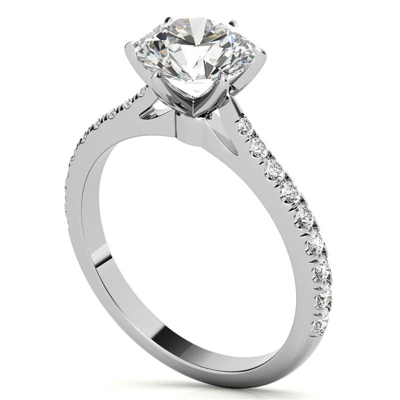 Round 6-prong Graduated Moissanite Engagement Ring