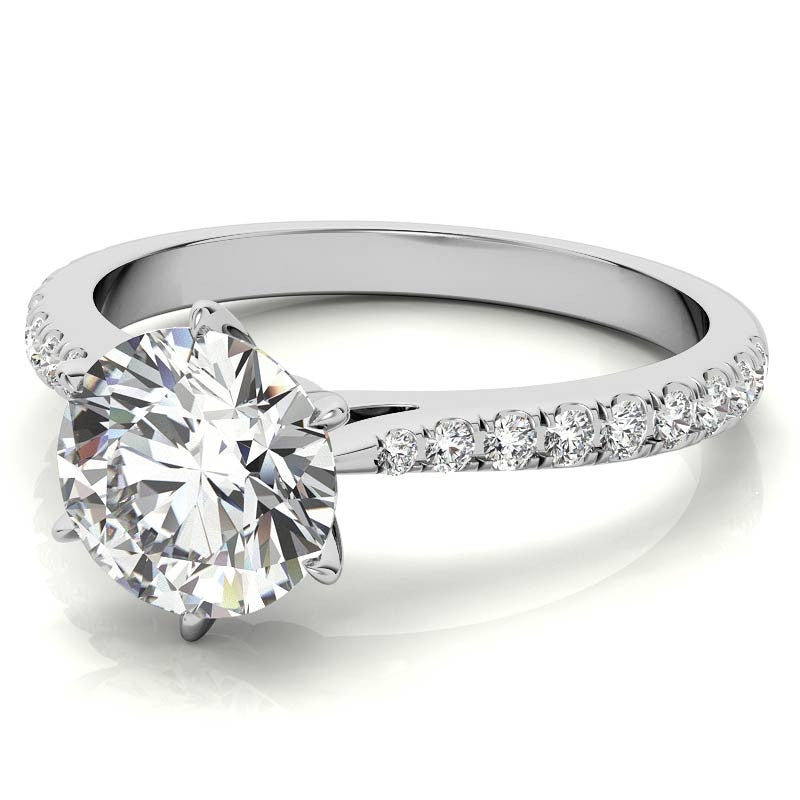 Round 6-prong Graduated Moissanite Engagement Ring
