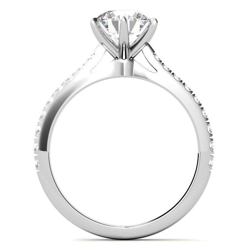 Round 6-prong Graduated Moissanite Engagement Ring