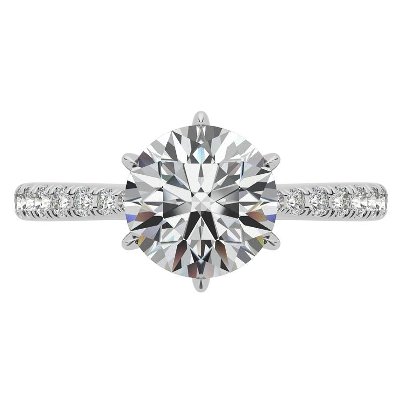 Round 6-prong Graduated Moissanite Engagement Ring