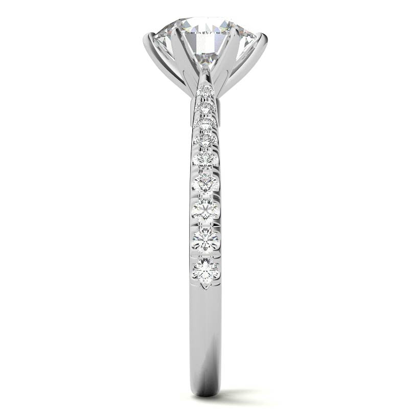 Round 6-prong Graduated Moissanite Engagement Ring