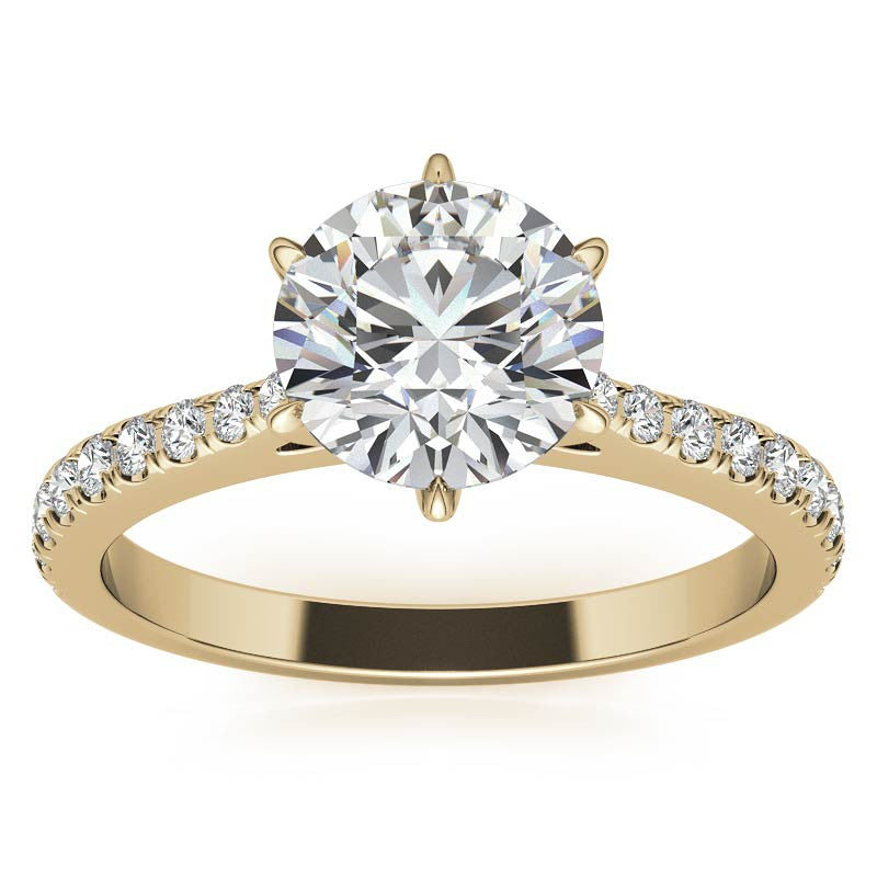 Round 6-prong Graduated Moissanite Engagement Ring