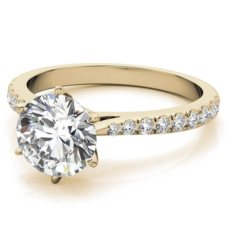 Round 6-prong Graduated Moissanite Engagement Ring