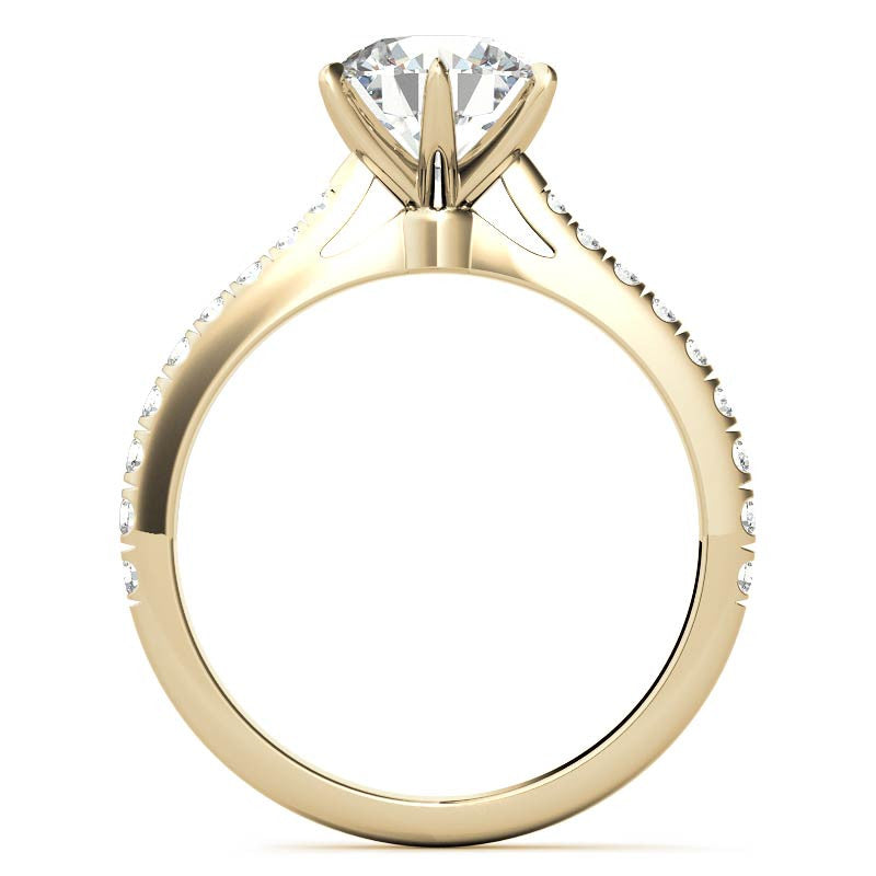 Round 6-prong Graduated Moissanite Engagement Ring