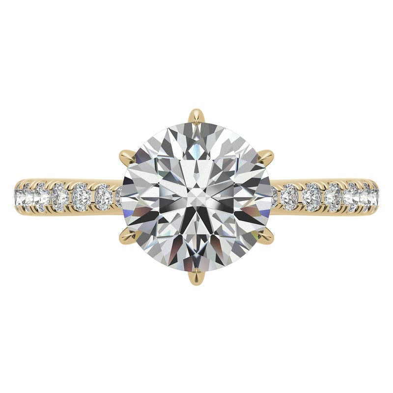 Round 6-prong Graduated Moissanite Engagement Ring