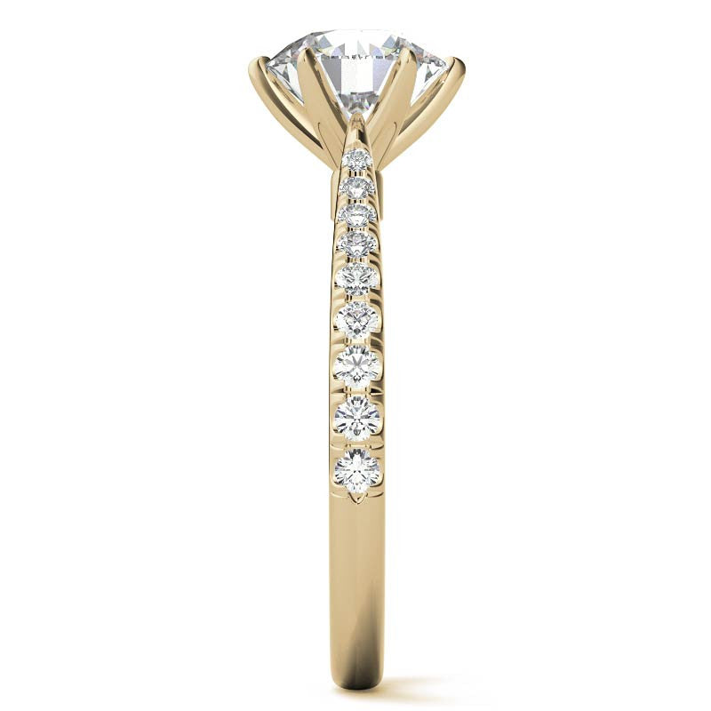 Round 6-prong Graduated Moissanite Engagement Ring