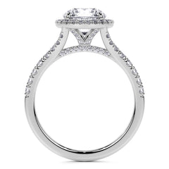 Round Brilliant Moissanite Split Shank Halo Engagement Ring