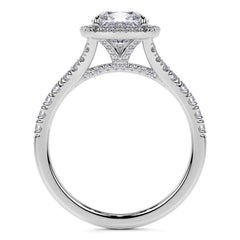 Cushion Moissanite Split Shank Halo Engagement Ring