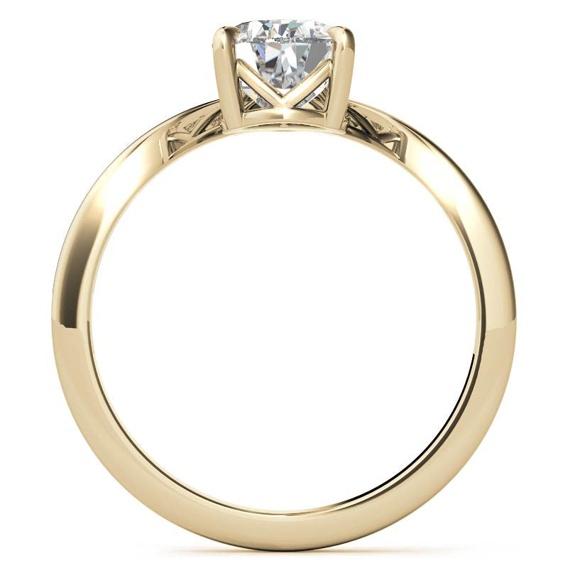 Chevron Shaped Accented Pear Moissanite Engagement Ring