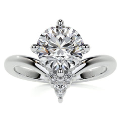 Chevron Shaped Accented Round Brilliant Moissanite Engagement Ring