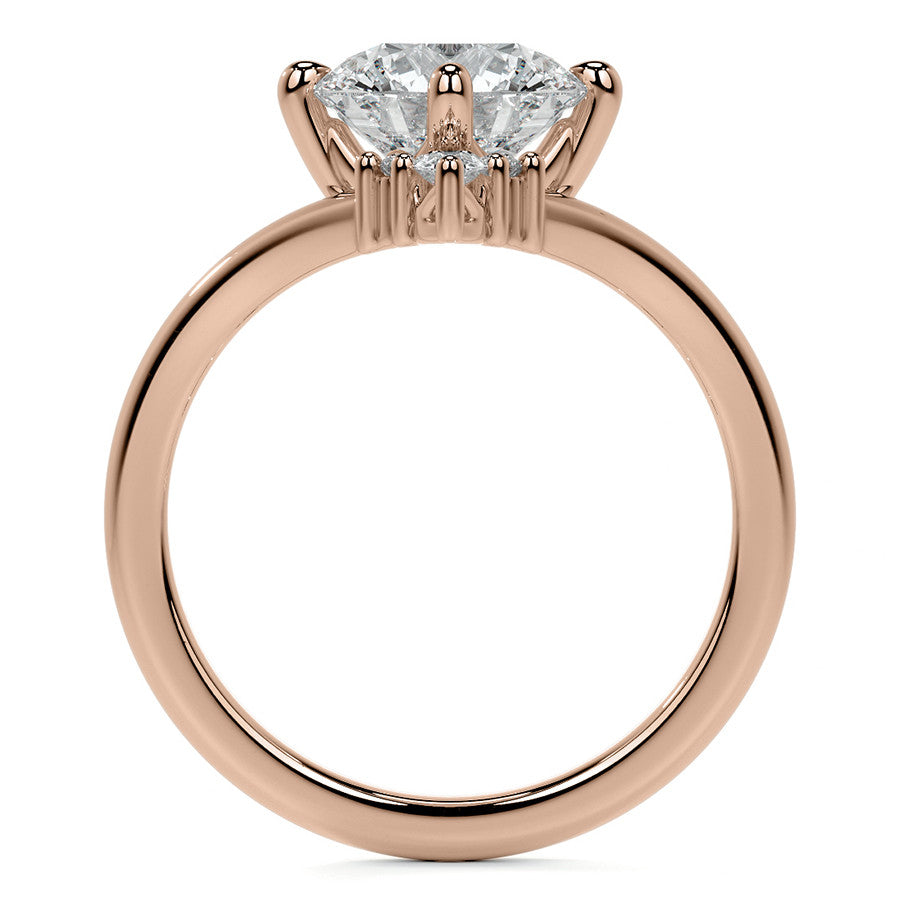 Chevron Shaped Accented Round Brilliant Moissanite Engagement Ring