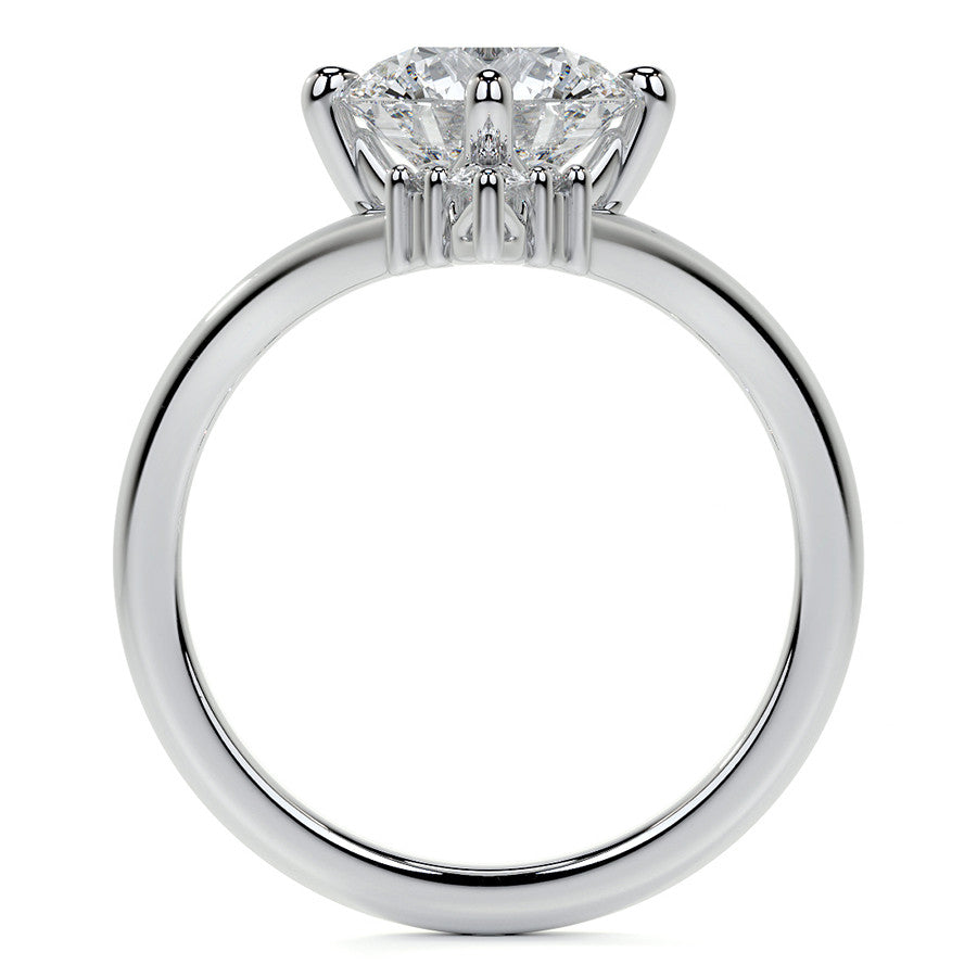 Chevron Shaped Accented Round Brilliant Moissanite Engagement Ring
