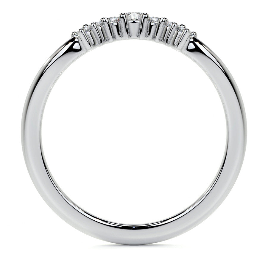 Chevron Shaped Accented Round Brilliant Moissanite Engagement Ring