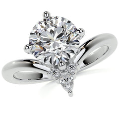 Chevron Shaped Accented Round Brilliant Moissanite Engagement Ring
