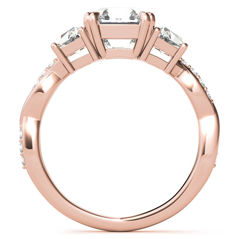 Asscher and Trapezoid 3-Stone Infinity Moissanite Engagement Ring