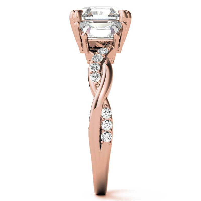 Asscher and Trapezoid 3-Stone Infinity Moissanite Engagement Ring