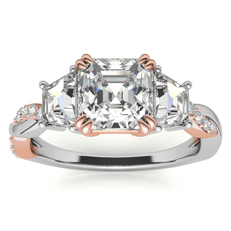 Asscher and Trapezoid 3-Stone Infinity Moissanite Engagement Ring
