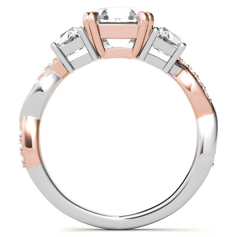 Asscher and Trapezoid 3-Stone Infinity Moissanite Engagement Ring