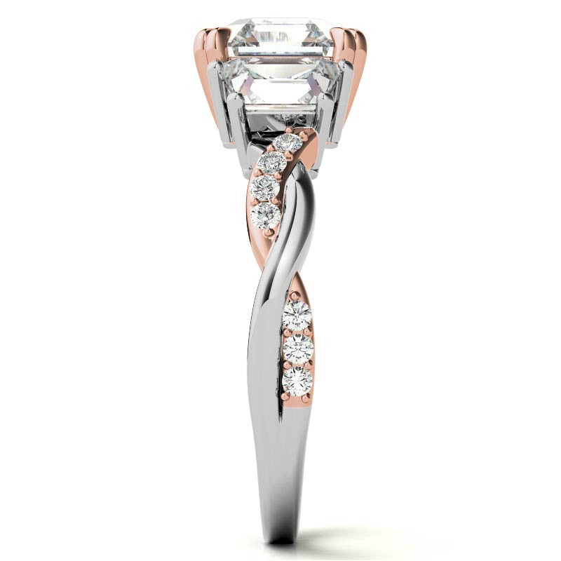 Asscher and Trapezoid 3-Stone Infinity Moissanite Engagement Ring