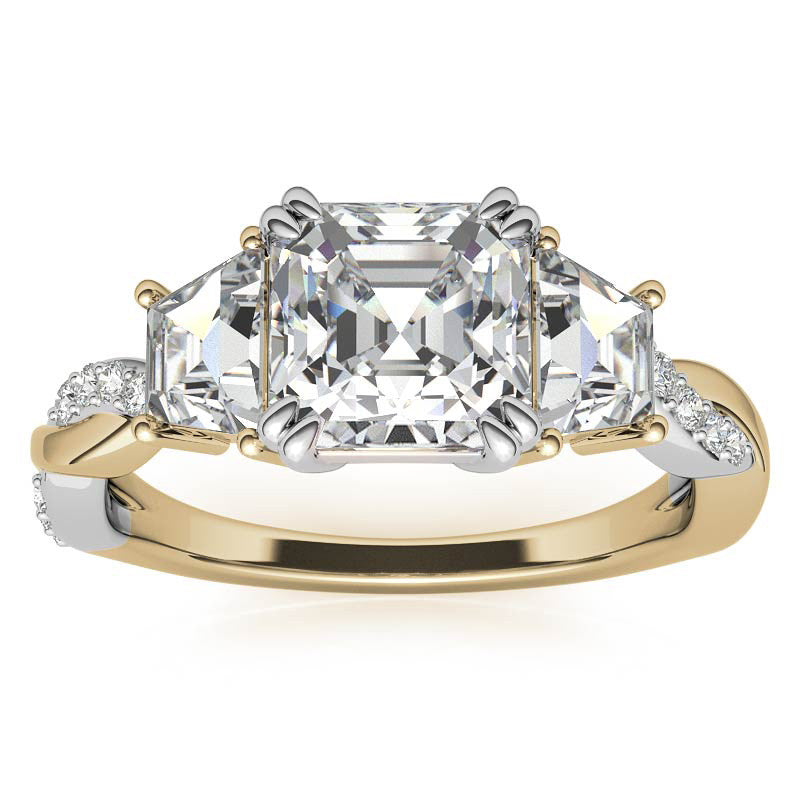 Asscher and Trapezoid 3-Stone Infinity Moissanite Engagement Ring