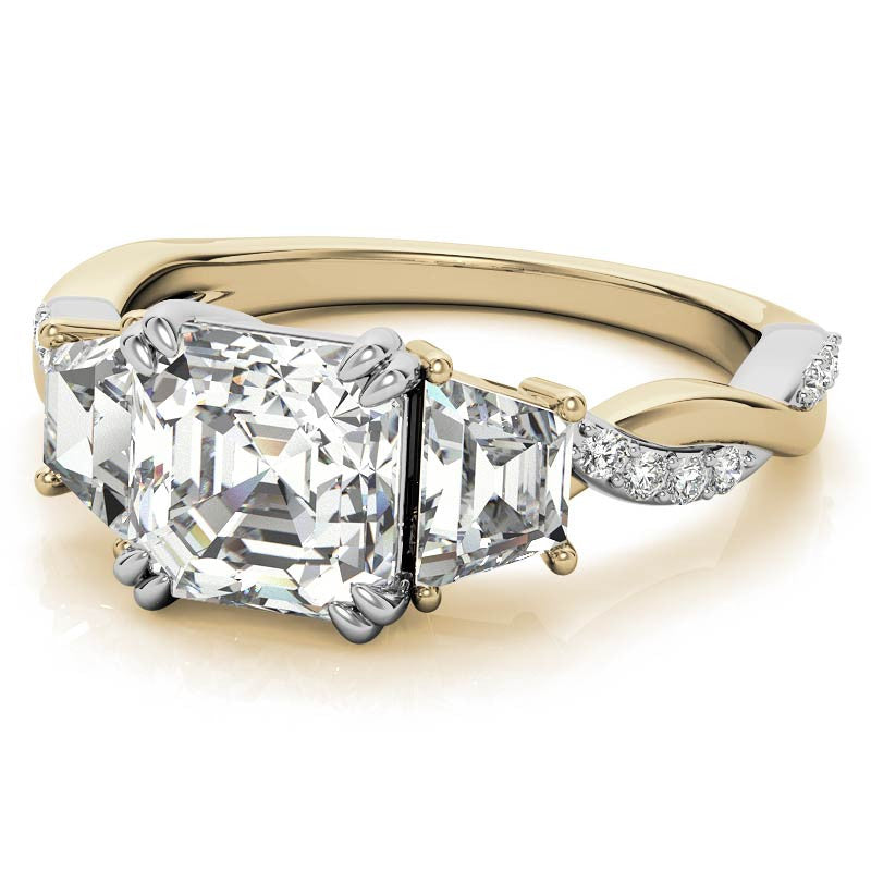 Asscher and Trapezoid 3-Stone Infinity Moissanite Engagement Ring