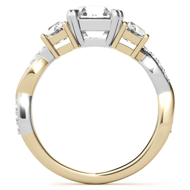 Asscher and Trapezoid 3-Stone Infinity Moissanite Engagement Ring