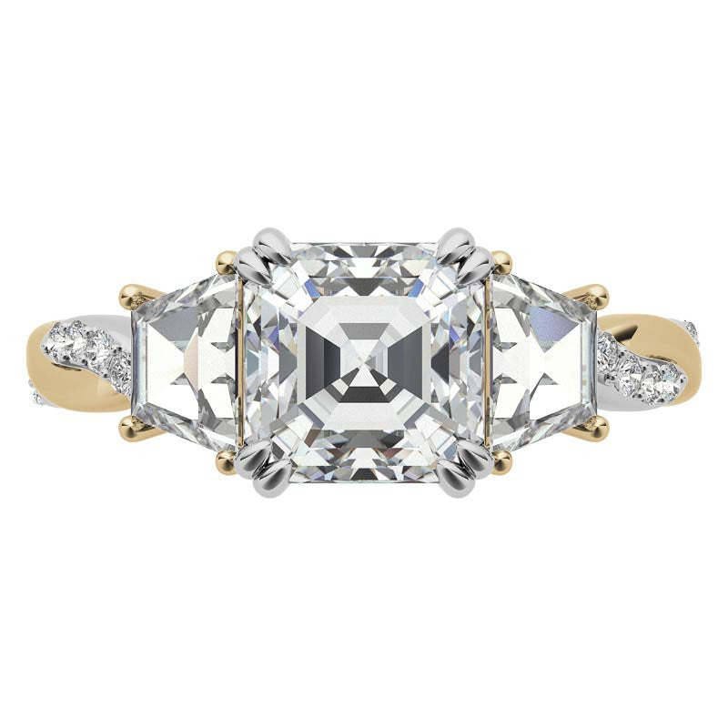 Asscher and Trapezoid 3-Stone Infinity Moissanite Engagement Ring