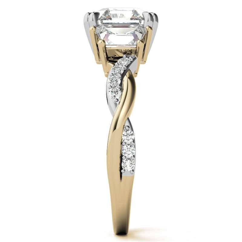 Asscher and Trapezoid 3-Stone Infinity Moissanite Engagement Ring