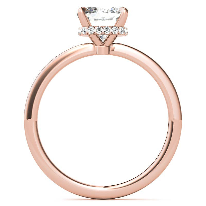 Diamond Collar 4-Prong Cushion Moissanite Engagement Ring