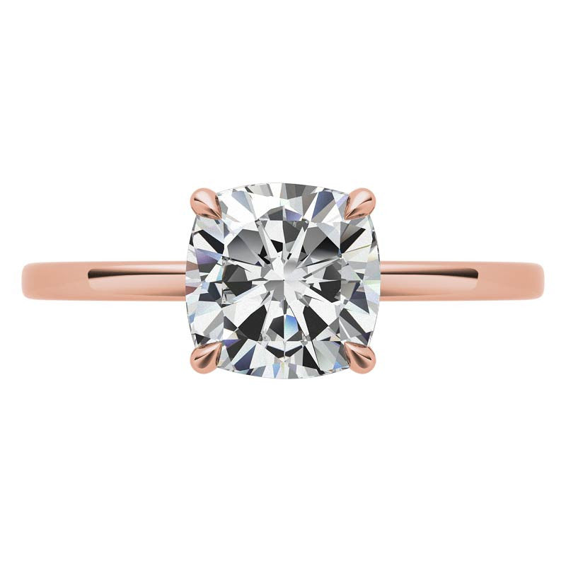 Diamond Collar 4-Prong Cushion Moissanite Engagement Ring