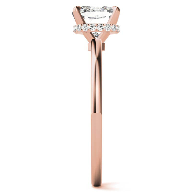 Diamond Collar 4-Prong Cushion Moissanite Engagement Ring
