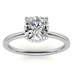 Diamond Collar 4-Prong Cushion Moissanite Engagement Ring