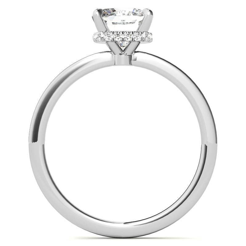 Diamond Collar 4-Prong Cushion Moissanite Engagement Ring