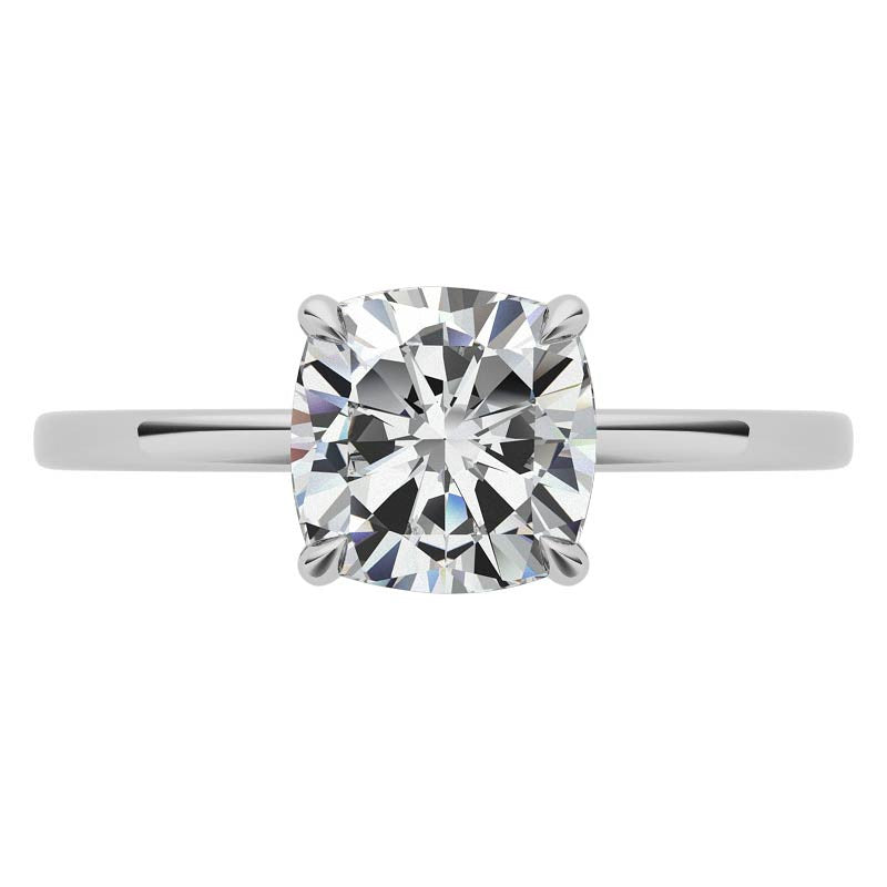 Diamond Collar 4-Prong Cushion Moissanite Engagement Ring