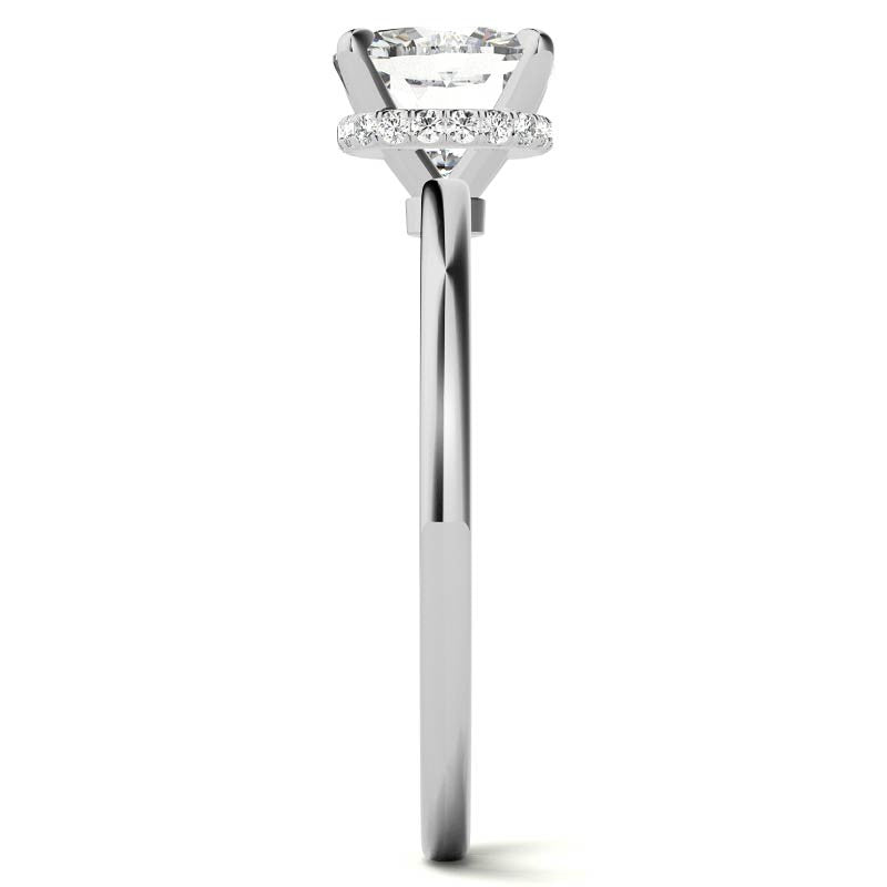 Diamond Collar 4-Prong Cushion Moissanite Engagement Ring