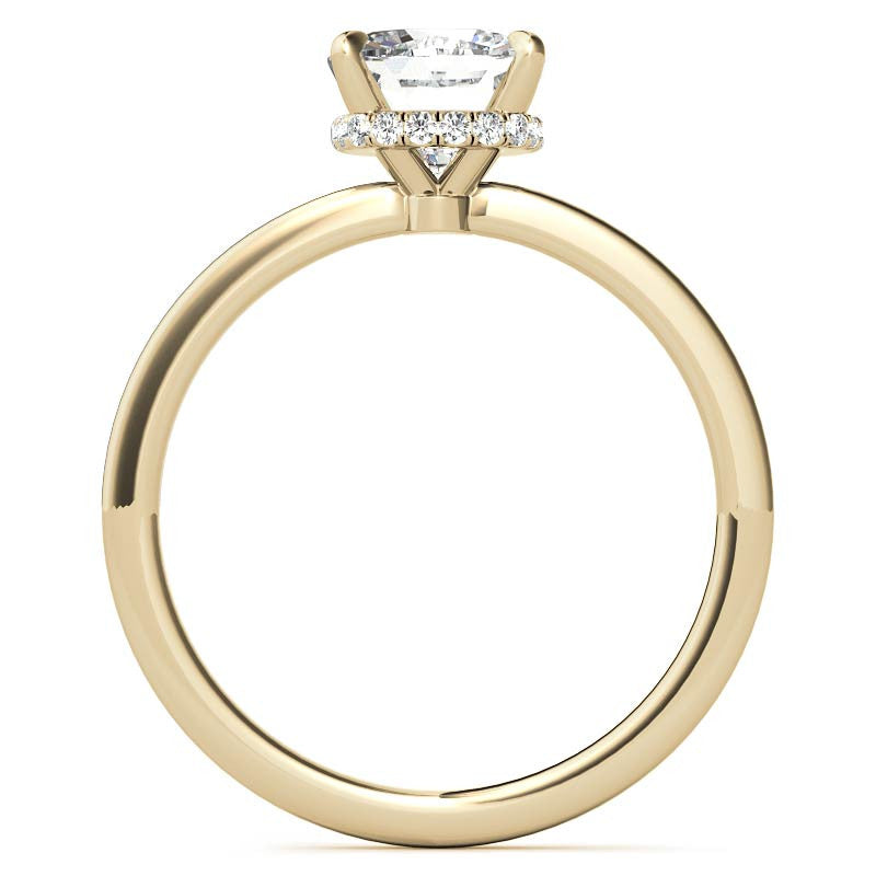 Diamond Collar 4-Prong Cushion Moissanite Engagement Ring