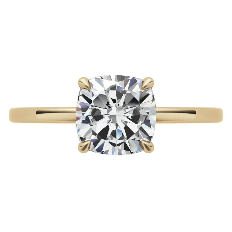 Diamond Collar 4-Prong Cushion Moissanite Engagement Ring