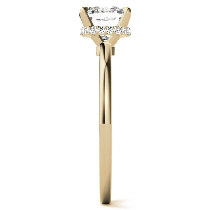Diamond Collar 4-Prong Cushion Moissanite Engagement Ring