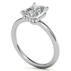 Diamond Collar 4-Prong Emerald / Radiant Moissanite Engagement Ring