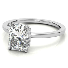Diamond Collar 4-Prong Emerald / Radiant Moissanite Engagement Ring