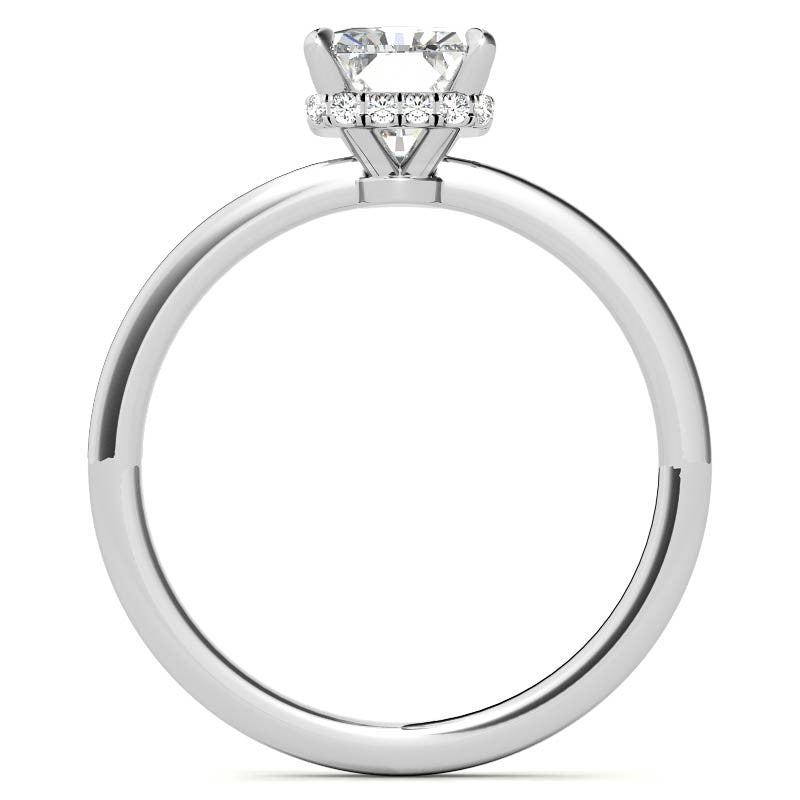 Diamond Collar 4-Prong Emerald / Radiant Moissanite Engagement Ring