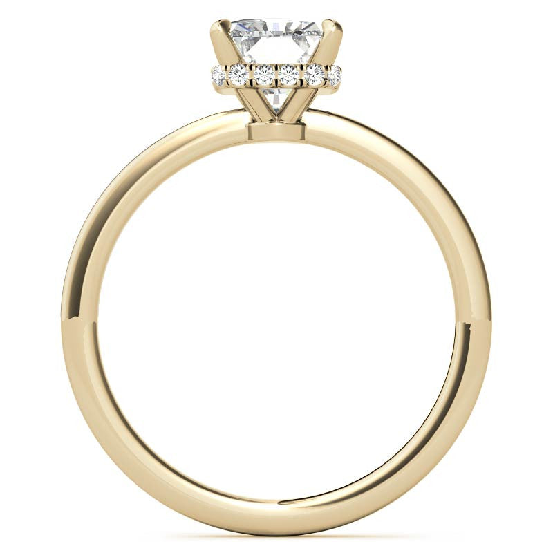 Diamond Collar 4-Prong Emerald / Radiant Moissanite Engagement Ring