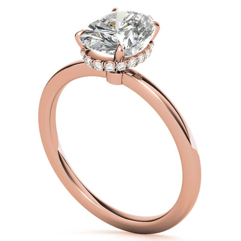 Diamond Collar 4-Prong Oval Moissanite Engagement Ring