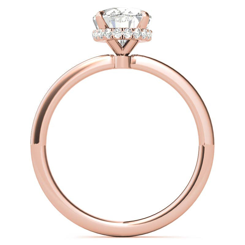 Diamond Collar 4-Prong Oval Moissanite Engagement Ring