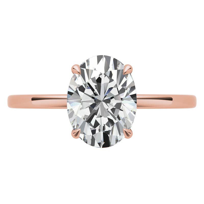 Diamond Collar 4-Prong Oval Moissanite Engagement Ring