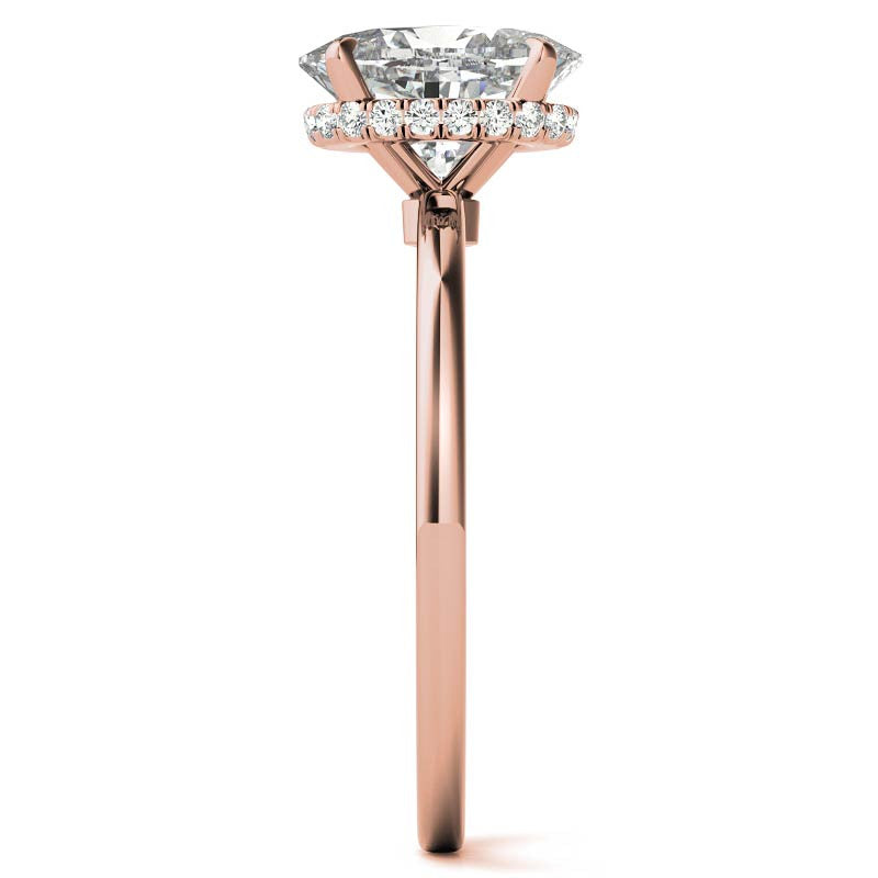 Diamond Collar 4-Prong Oval Moissanite Engagement Ring