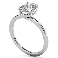 Diamond Collar 4-Prong Oval Moissanite Engagement Ring